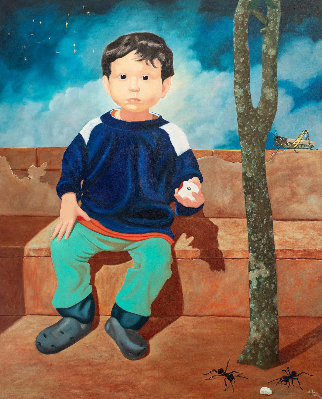 ARSENIO AGUILAR - Niño con Saltamontes