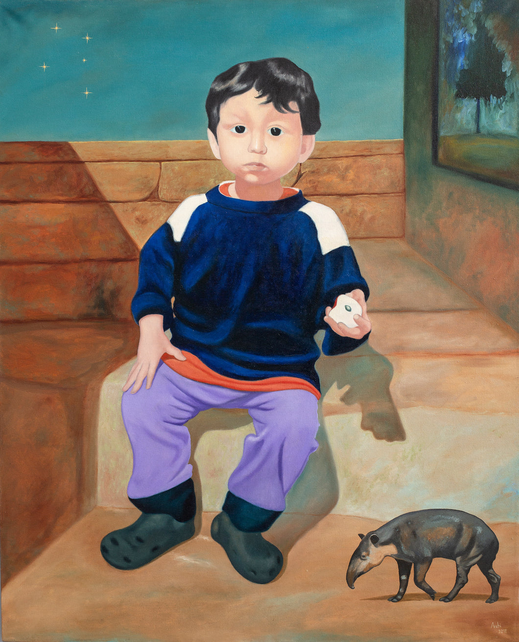 ARSENIO AGUILAR - Niño con Tapir